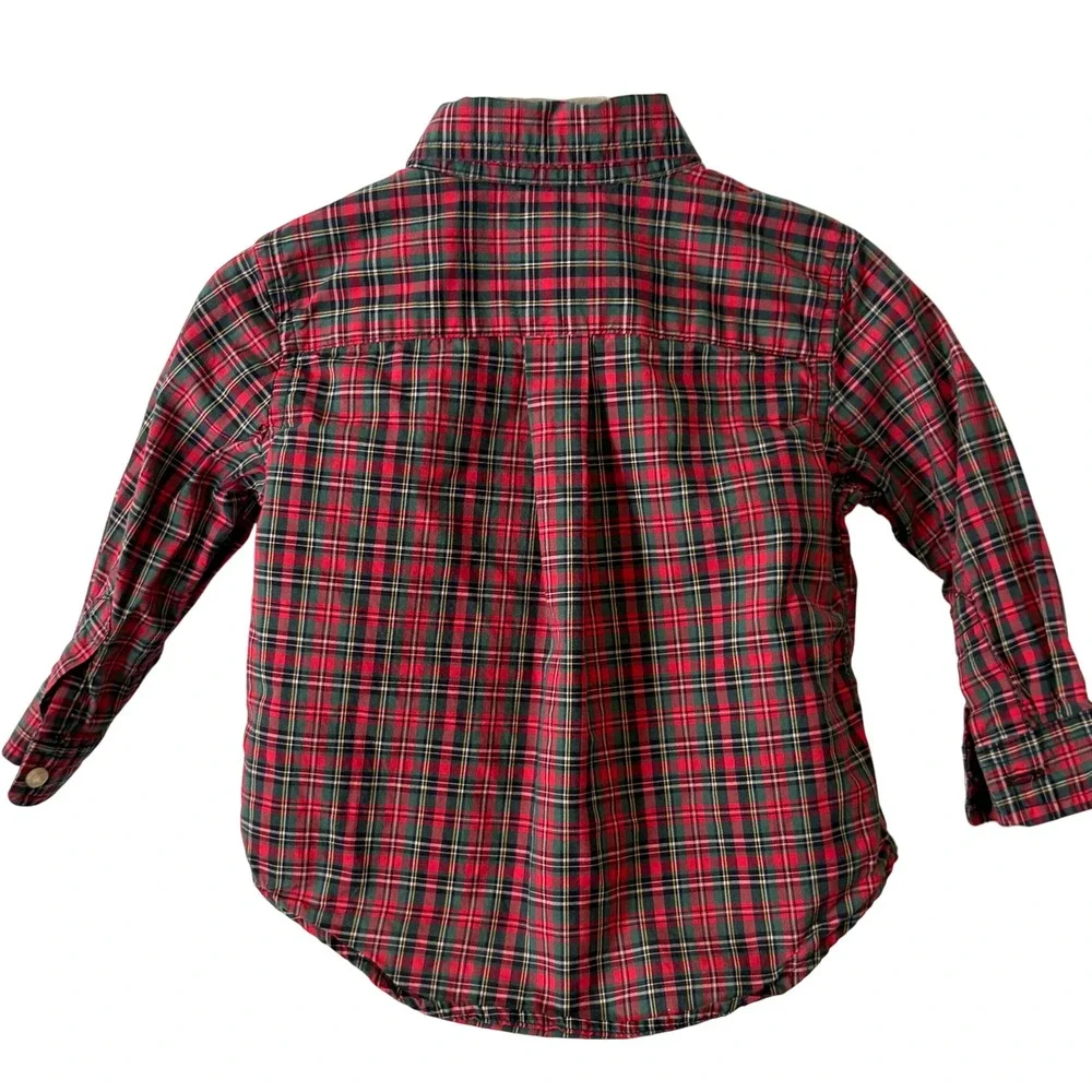 Ralph Lauren Kid's Red Plaid‎ Holiday Button Down Shirt in Size 12 Months